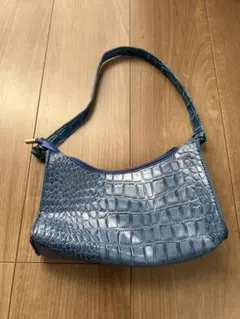 青 クロコダイル風ショルダーバッグ