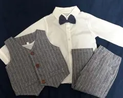 90cm フォーマル　スーツ グレー　ストライプ　男の子　幼稚園　保育園　入園式