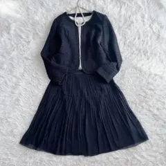 美品 Reflect セレモニースーツ3点セット ツイード ノーカラー プリーツ