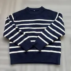 ユニクロ★UNIQLO KIDS ボーダーセーター ネイビー ×白140cm