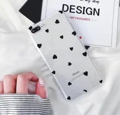 特化 iPhone6/6s 大人気スマホケース ブラックのハート柄 クリア