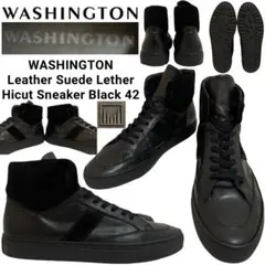 WASHINGTON ワシントン ハイカットレザースニーカー BLACK 42のサムネイル
