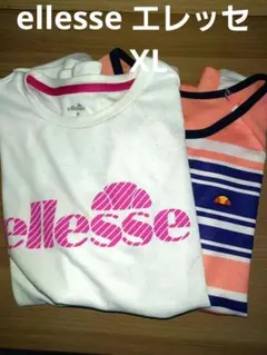 ellesse エレッセ　Tシャツ 2枚セット ホワイト/オレンジ　XL　E