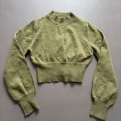 SHEIN オリーブグリーン ニットセーター レディース トップス ミニ丈