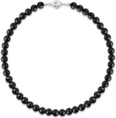 パールネックレス 黒 8mm 冠婚葬祭用 ワンタッチ