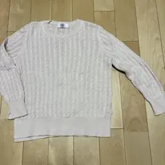 ＪPRESS 薄いピンク ケーブル編み　コットンセーター