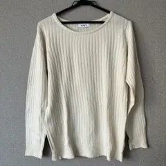 NAVY. アイボリー リブ編み長袖ニット