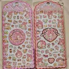 마이멜로디 クリスタルぷっくり立体シール2枚セット 海外公式正規品