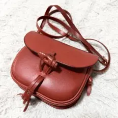 極美品　ヘルツ　レザー　ショルダーバッグ　レッド　赤のサムネイル