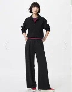 UNIQLO スウェットワイドパンツL ブラック