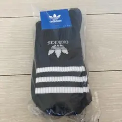 新品 3足組 adidas アディダス L ブラック 黒 ソックス ミッドカット