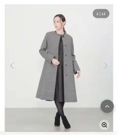 【美品】AMACA 女優コート　Aライン　千鳥格子柄