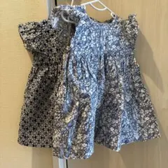 （右側1着のみ）D.fesense 花柄　リバティ　柄　ワンピース 80cmのサムネイル