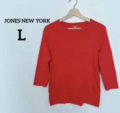 JONES NEW YORK SPORT 赤 7分袖 Tシャツ【L】秋トップス