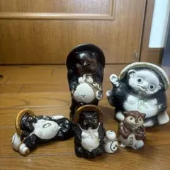 信楽焼 たぬき 置物 5体セット 縁起物 まとめ売り