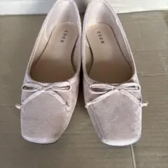 coen コーエン　ベージュ フラットシューズ リボン付き