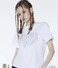LUVISTRUE ラインストーンハート Tシャツ 韓国のサムネイル