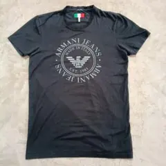 AJ ARMANI JEANS イタリア製 黒色 半袖Tシャツ Lサイズ