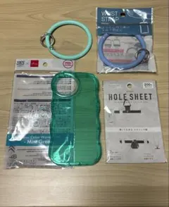 iPhone 15用ミントグリーン ケース ストラップ