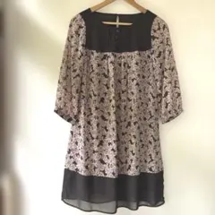 花柄ドット五分袖チュニック フェアリーグランジ　森ガール　y2k