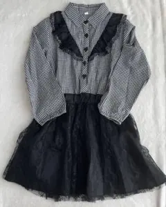 120 ワンピース　キッズ　キッズワンピース　チェック　長袖