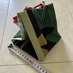 浴衣に！巾着バッグ 黒×緑×赤色 和装