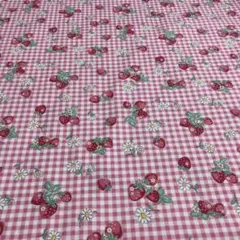 松山敦子オリジナル布　いちご　ピンク お得品