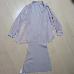 新品 アプワイザーリッシェ ノースリーブニットワンピース シアーシャツ2点セット