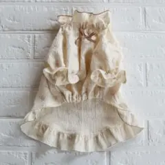 ハンドメイド犬服　シャーリングワンピースリボン