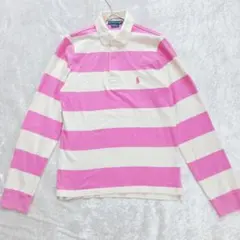 ラルフローレン ゴルフ ボーダー ポロシャツ 長袖 刺繍 ワンポイント M