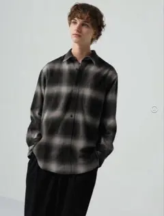 GU⭐️今期　新品未使用　フランネルシャツ　Lサイズ　オリーブ完売品