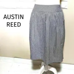 AUSTIN REED オースチンリード 麻 膝丈スカート ストライプ Mのサムネイル