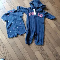 Ralph Lauren ネイビー ロンパース 9M　２枚セット