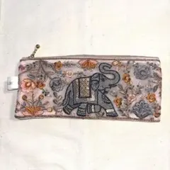 「2」　象インド刺繍リボン　ペンケース