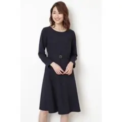 ☆美品☆ナチュラルビューティーベーシック　[洗える]ジョーゼットフレアワンピース