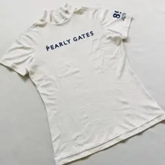 【美品】PEARLYGATES　半袖モックネックシャツ　ゴルフウェア　白青　2