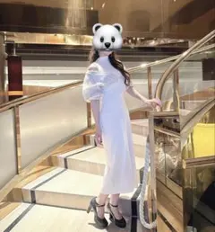 MERCURYDUO チェックジャガードドッキングニットワンピ