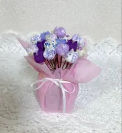 ハンドメイド 造花 チューリップ 布 花束 パープル 雑貨 プレゼント 20本のサムネイル
