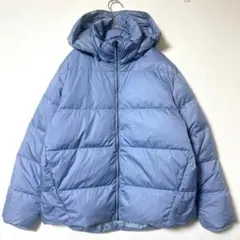 フレンチダウン フード付きダウンジャケット 通勤 通学 M 青 R8 E