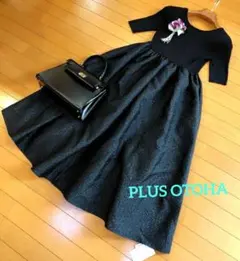 PLUS OTO.HA プラスオトハ ドッキングワンピース 黒 REIKOコラボ