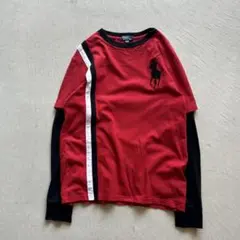 00s polo by ralph lauren レイヤード ロンt 赤 黒