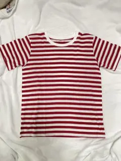 無印良品 赤と白のストライプ Tシャツ 150