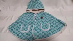 値下げ【BRANSHES】ターコイズ リーフ柄 ベビーポンチョ