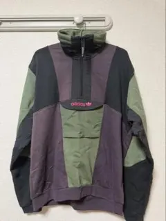 adidas ハーフジップ ナイロンジャケット マルチカラー Lサイズ