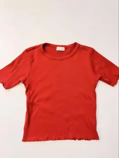 極美品 Green Label Relaxing 赤 リブ編み 半袖Tシャツ