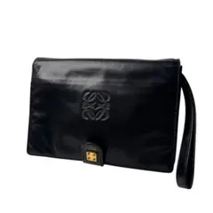 ロエベ LOEWE アナグラム クラッチバッグ レザー ブラック