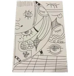 抽象的な顔と模様の線画 原画