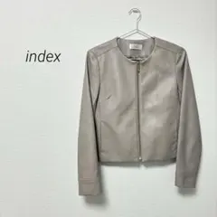 index フェイクレザーノーカラージャケット s