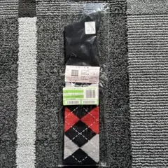 【新品】ムトウ　ハイソックス　靴下　アーガイル　22〜24センチ　黒　グレー　赤