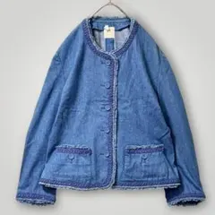 【KANEKO ISAO】ノーカラーデニムジャケット ヴィンテージ 金子功 古着